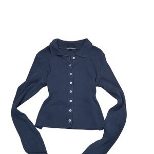 Women's Navy Brandy Melville Button-Up Top